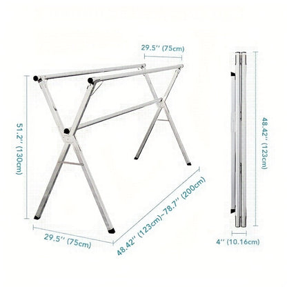 Clothes Drying Rack Stainless Steel 63" & 78.7" Retractable Foldable Heavy Duty Laundry Drying Rack, Collapsible Indoor Outdoor Clothesline with Adjustable Length for Balcony Bedroom Laundry Room