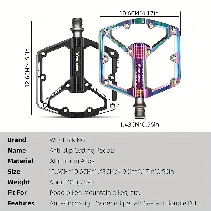 Aluminum Alloy Bike Pedals 3 Bearings Non-Slip Lightweight Bicycle Pedals with Hexagonal Sleeve for Mountain Bikes & Road Bikes – Easy Install, Durable Multi-Color Cycling Accessories, 1 Pair