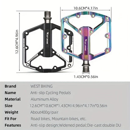 Aluminum Alloy Bike Pedals 3 Bearings Non-Slip Lightweight Bicycle Pedals with Hexagonal Sleeve for Mountain Bikes & Road Bikes – Easy Install, Durable Multi-Color Cycling Accessories, 1 Pair