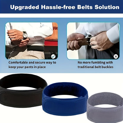 4PCS Elastic Invisible Waistband Belt for Men & Women – Adjustable No-Buckle Nylon Continuous Loop Belt, Machine Washable, Fits Jeans Pants & Casual Wear, Standard Size, Black