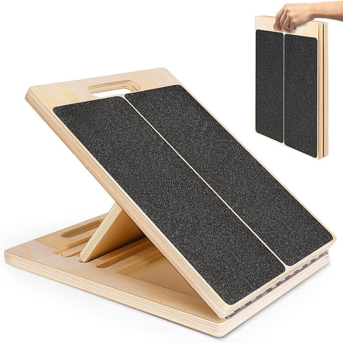 Adjustable Wooden Slant Board for Calf Stretching – Non-Slip Incline Wedge Stretcher for Squats Ankle Foot Mobility Heel Stretch Physical Therapy Balance