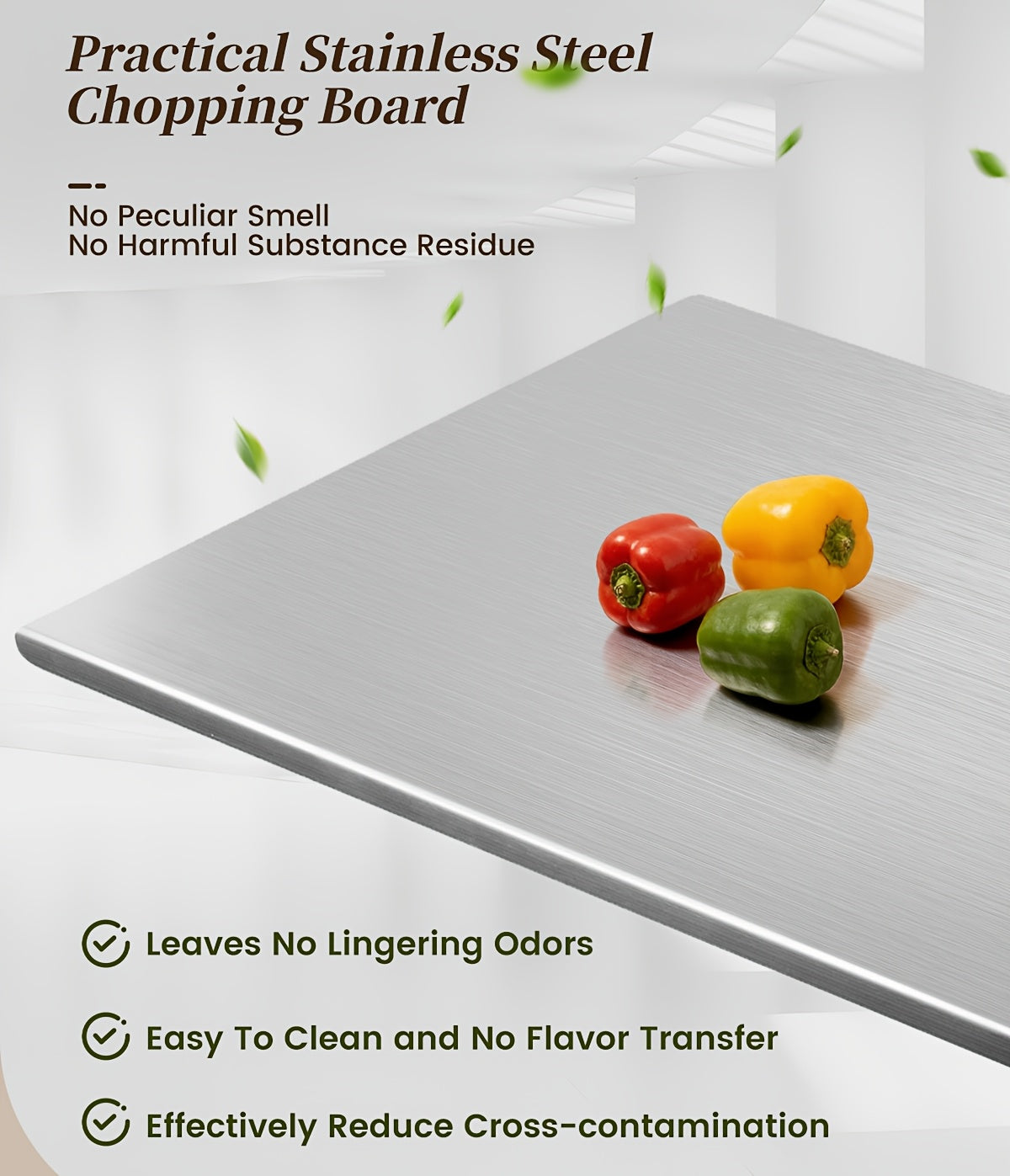 304 Stainless Steel Cutting Board – Rust-Proof Butcher Block Kitchen Prep Board, Easy to Clean, Available in 3 Sizes (15.75”×11.81”, 19.69”×15.75”, 23.62”×15.75”)