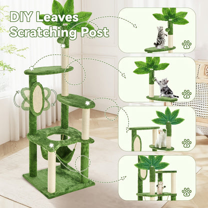 59" Multi-Level Cat Tower for Indoor Cats – Large Cat Tree with Plush Resting Area, Sisal Scratching Post & Hanging Ball Toy – Ideal for Bedroom, Living Room & Multi-Cat Households – Velora