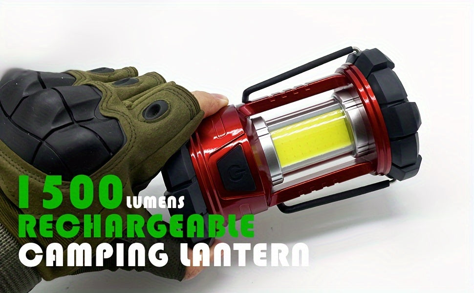 2 Pack Rechargeable Camping Lantern 1500LM LED with Phone Charger, 3 Light Modes, Portable Hurricane Emergency Lantern for Camping, Hiking, Power Outage, Outdoor Survival