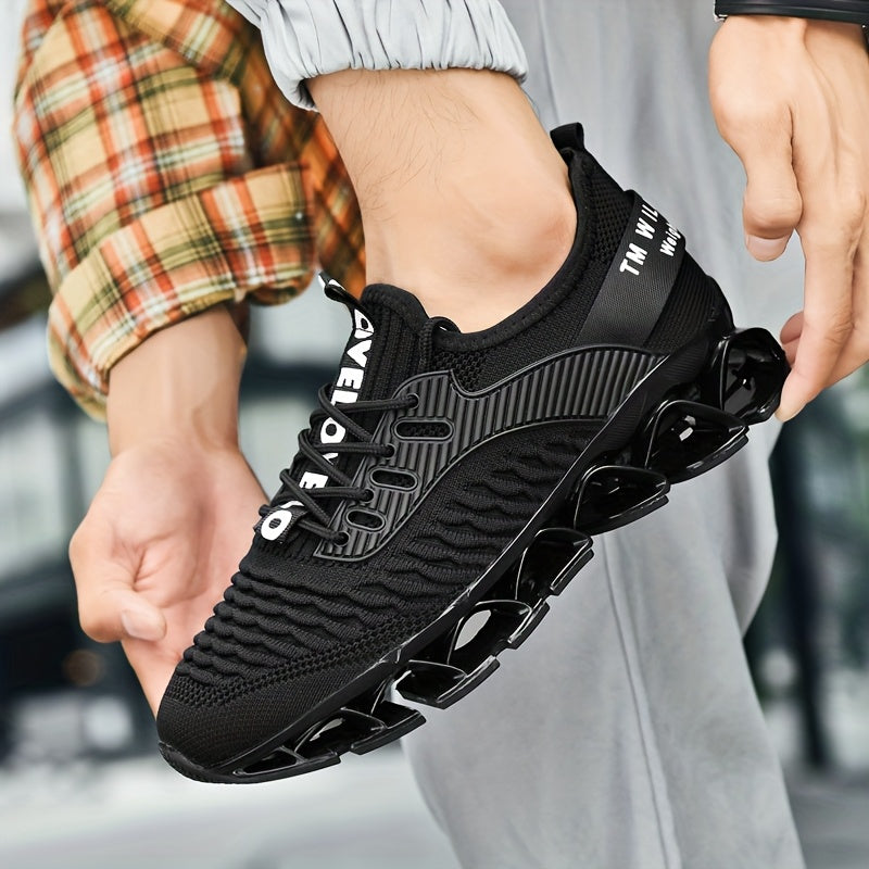 Men's Breathable Running Shoes Lightweight Fish Scale Fabric Upper Durable Outsole Low Top Lace-Up for Running Hiking Walking Casual Sports White Black US 7-13.5