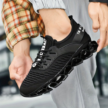 Men's Breathable Running Shoes Lightweight Fish Scale Fabric Upper Durable Outsole Low Top Lace-Up for Running Hiking Walking Casual Sports White Black US 7-13.5