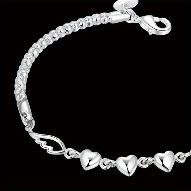 925 Sterling Silver Angel Wings Anklet for Women – Love Heart Charm Chain Anklet, Nickel-Free Beach Jewelry, Perfect Gift for Her, Birthdays & Valentine’s Day