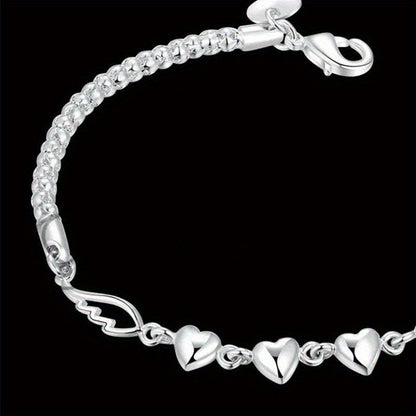 925 Sterling Silver Angel Wings Anklet for Women – Love Heart Charm Chain Anklet, Nickel-Free Beach Jewelry, Perfect Gift for Her, Birthdays & Valentine’s Day