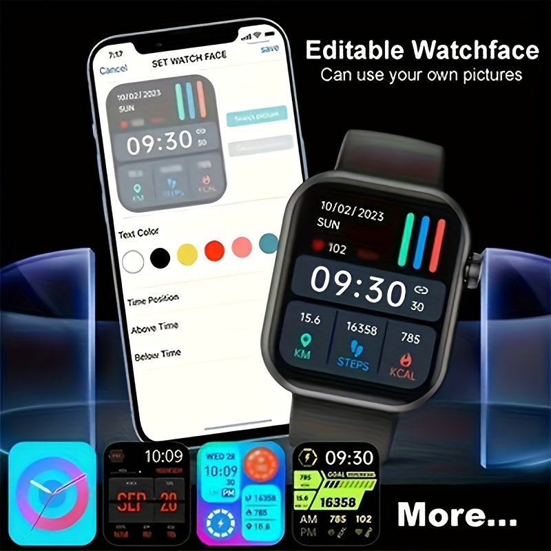 Smartwatch 2.01 Inch Touchscreen with HD Bluetooth Calling, Dual Strap, 100+ Sport Modes, Step & Calorie Tracker, Music & Notifications, Compatible with Android & iPhone - Unisex Fitness Smart Watch