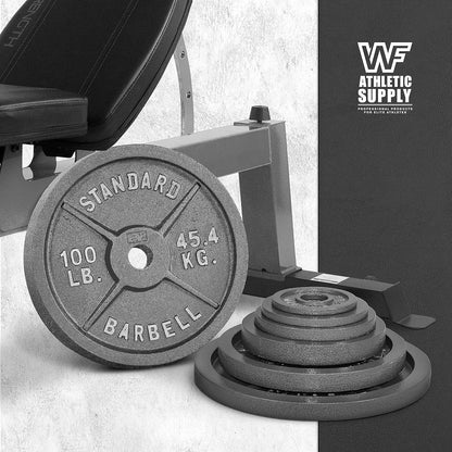 Cast Iron Weight Plates 2-Inch Olympic Solid Baked Enamel for Strength Training Powerlifting Bodybuilding Home Gym Barbell – 2.5 5 10 25 45 100LB CAPHAUS