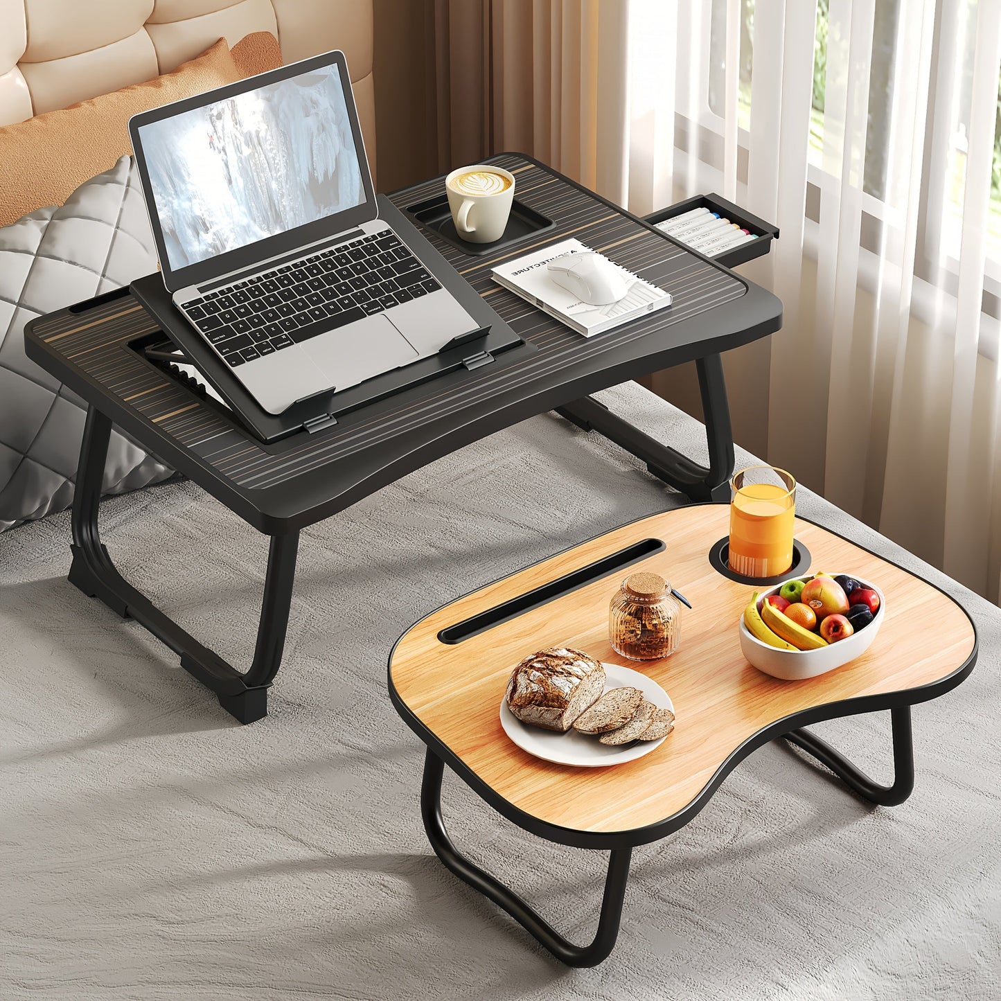 Foldable Laptop Bed Tray Table Portable Lap Desk Stand for Eating Reading Writing on Bed Sofa Floor – Sturdy & Lightweight
