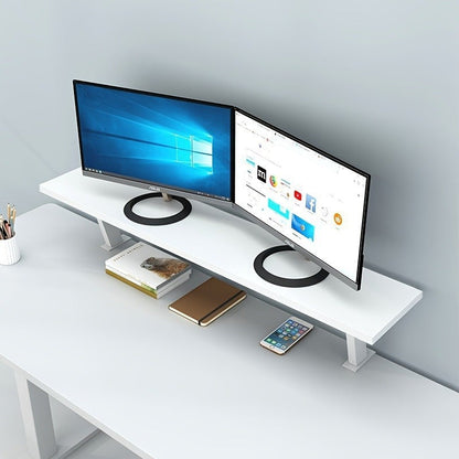 White Wooden Floating Desk Shelf – No-Drill Multi-Level Countertop Organizer for Home Office, Holds Books, Pens & Supplies, Rectangular Wall-Mounted Display Shelf, Great Thanksgiving & Christmas Gift