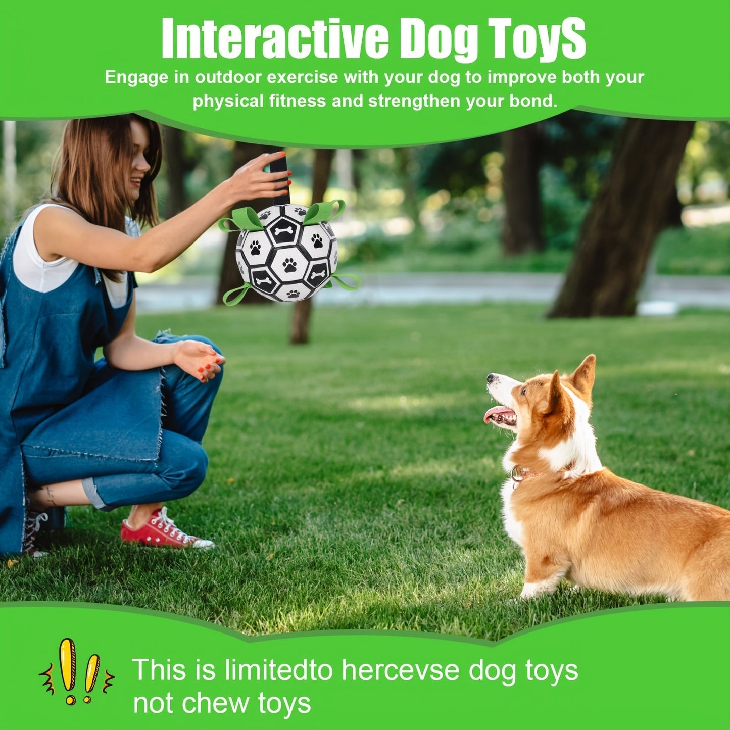 Soccer Ball Dog Toy with Straps – Durable Tug of War & Water Play Toy for Small & Medium Dogs, Includes Charging Cylinder, Perfect Christmas & Birthday Gift for Puppies