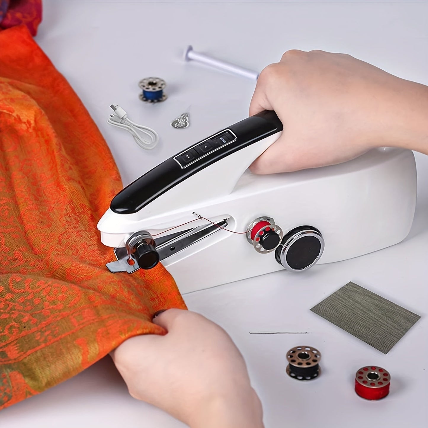 Handheld Sewing Machine Mini Portable - Easy Fast Stitch for Clothes, Fabric & DIY Repairs, Compact Electric Sewing Machine for Beginners, Home & Travel Use, Lightweight Cordless Design