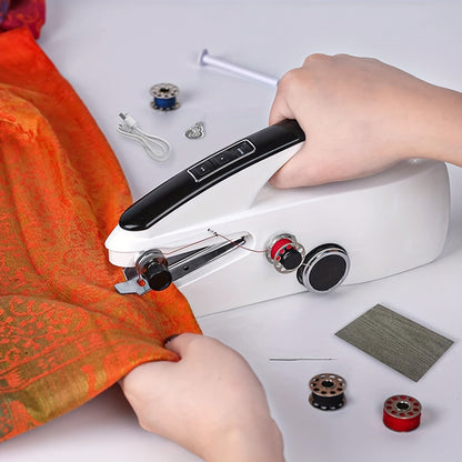 Handheld Sewing Machine Mini Portable - Easy Fast Stitch for Clothes, Fabric & DIY Repairs, Compact Electric Sewing Machine for Beginners, Home & Travel Use, Lightweight Cordless Design