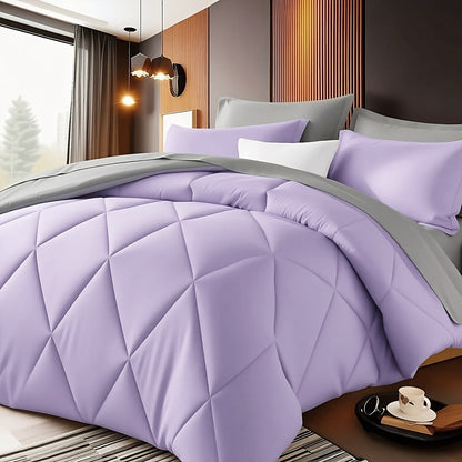 Quilted Comforter Set Twin Queen King Size – Soft Diamond Pattern Quilt with Pillowcases Ultra-Fine Fiber Fill Lightweight Breathable All-Season Bedding 2/3 Piece Multiple Colors