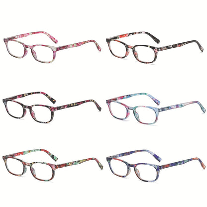 6-Pair Blue Light Blocking Reading Glasses for Women & Men - Oval Full-Frame PC Readers with Anti-Glare Lenses, +1.00 to +4.00 Strengths for Computer Office & Reading, Comfortable Spring Hinge