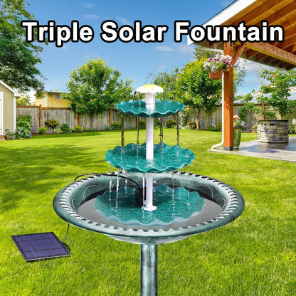 3-Layer Solar Bird Bath Fountain 3.5W – Outdoor Garden Courtyard Decor Solar Powered Fountain Pump, No Wiring Needed, Dark Green Light Blue or Fountain-Only, Single & Three Tier Options