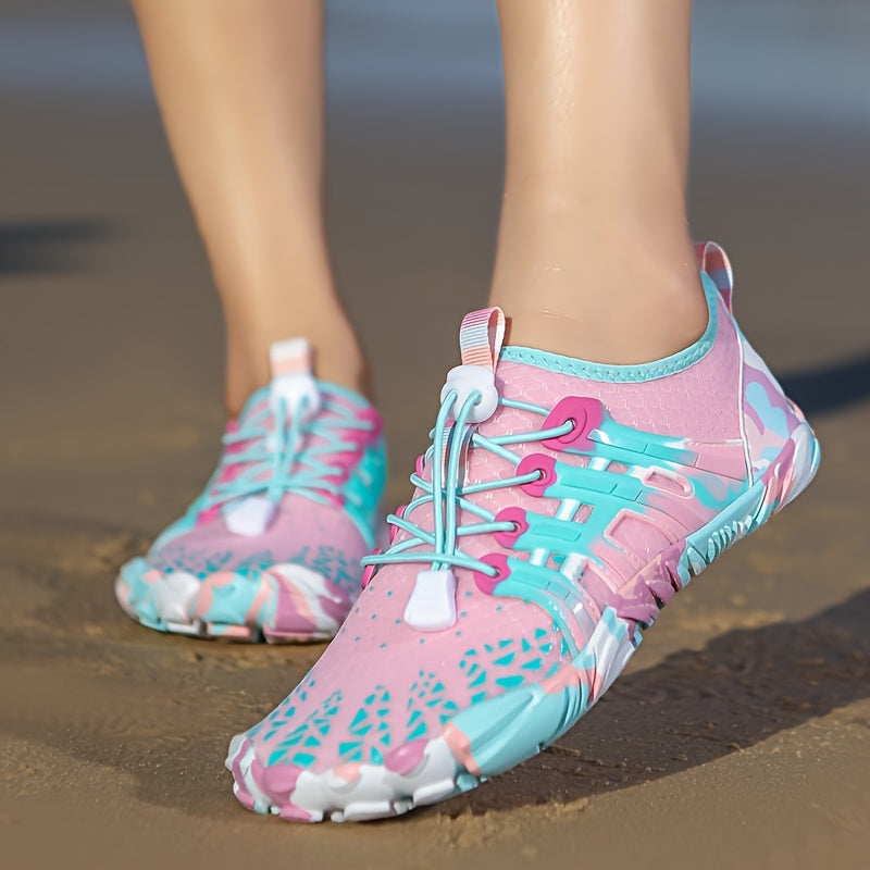 Barefoot Water Shoes for Women & Men – Ultra-Flexible Non-Slip Quick-Dry Beach Swim Shoes for Hiking, Fishing, Swimming, Fitness & Amphibious Sports, Fluorescent Green, Purple & Pink, US 5-11.5