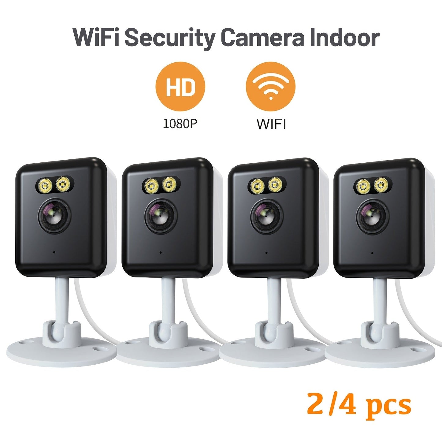 2 Pack WiFi Indoor Security Camera 3MP HD AI Humanoid Detection Full Color Night Vision Two-Way Audio Smart Motion Detection Alexa Compatible App Control Home Surveillance Camera