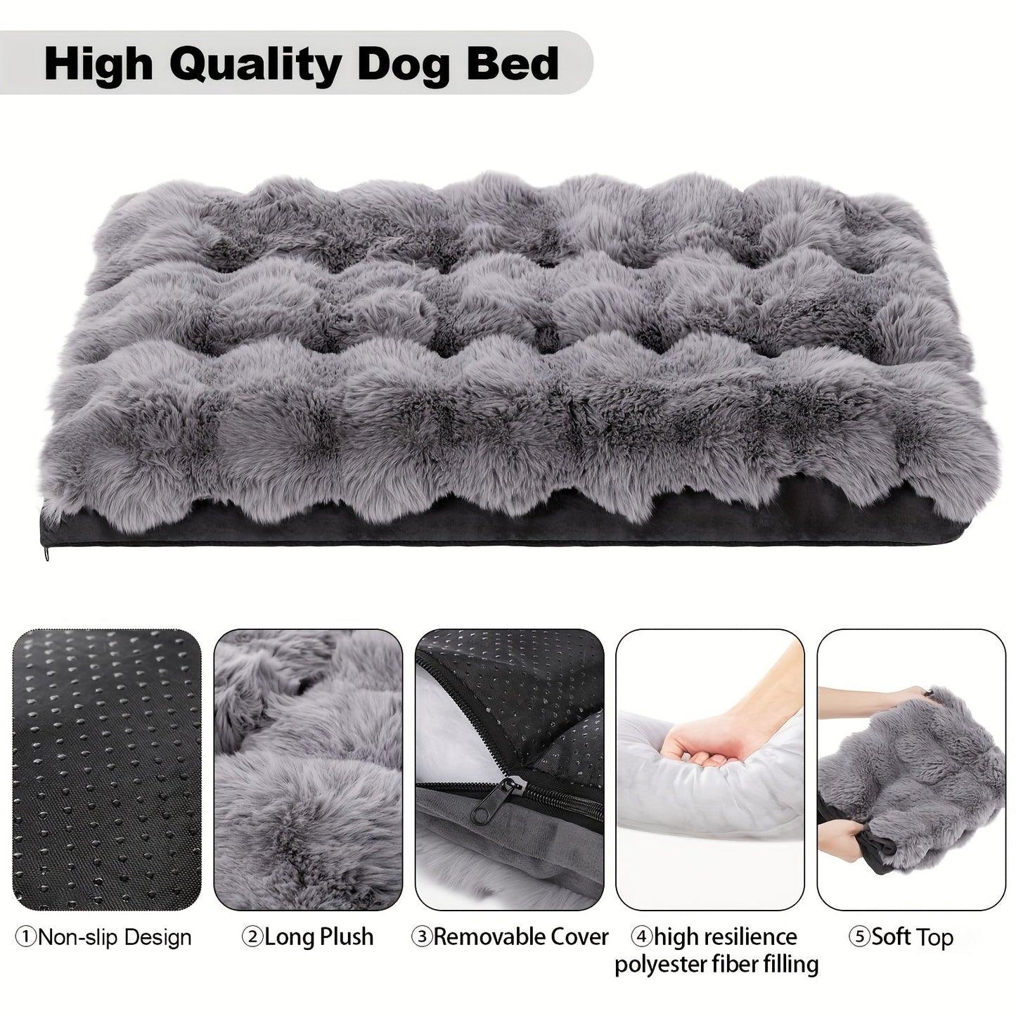 Orthopedic Dog Bed for Large Dogs – Memory Foam Pet Bed with Removable Washable Cover, Anti-Slip Base, Faux Fur, Joint Relief, Heavy Duty, Small Medium XL XXL Sizes