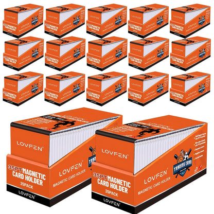 Magnetic Card Holders 35pt UV Protection – Ultra-Thin Hard Plastic Trading Card Cases, Single Touch One-Touch Holders for Sports Cards, Football, Baseball, Pokemon, TCG – 25/50/100/200/400 Pack