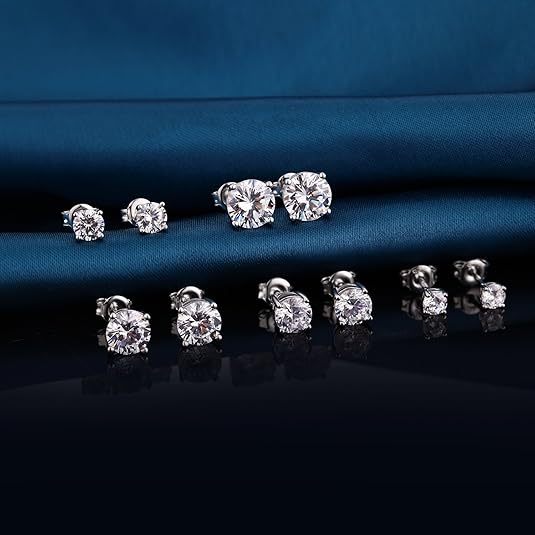 Moissanite Stud Earrings 925 Sterling Silver D Color VVS1 Round Cut 1-4 Carat – Brilliant Fine Jewelry for Women & Men, Perfect Gift for Anniversary, Wedding, Christmas & Birthday