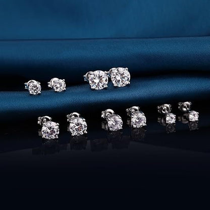 Moissanite Stud Earrings 925 Sterling Silver D Color VVS1 Round Cut 1-4 Carat – Brilliant Fine Jewelry for Women & Men, Perfect Gift for Anniversary, Wedding, Christmas & Birthday