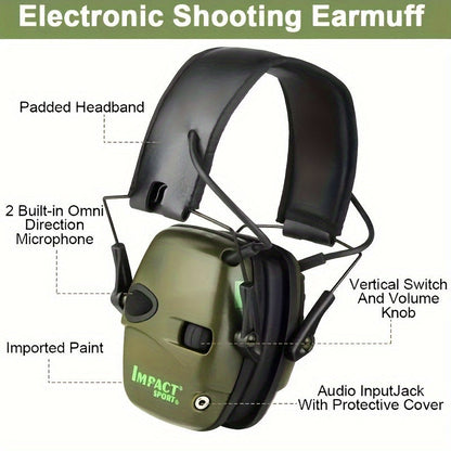 Tactical Electronic Shooting Earmuffs with Sound Amplification & Noise Cancelling - Head-Worn Hearing Protection for Hunting, Outdoor Range Shooting & Impact Sports