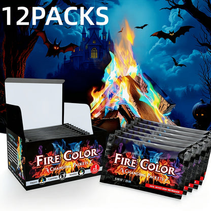 Fire Color Changing Packets 12 or 24 Pack Magic Colorful Flame Packets for Fire Pit Campfire Bonfire Outdoor Fireplace Fun Camping Accessories for Adults Kids Family Party Night