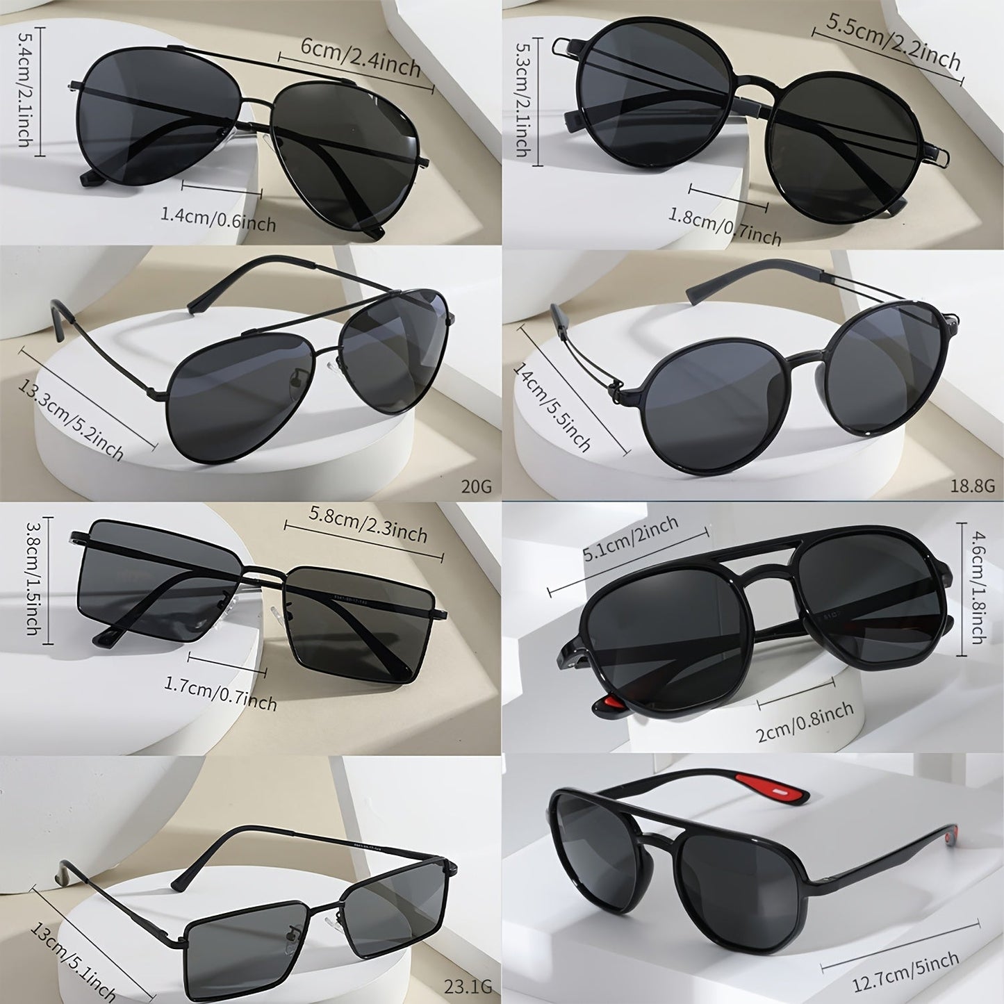 6-Pack Classic Polarized Sunglasses Multi-Frame Set for Men & Women – UV Protection Shades for Driving, Fishing, Travel, Outdoor Parties & Vacation, Fun Photo Props & Gift Set