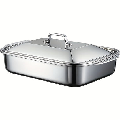 Stainless Steel Baking Pans with Lids Set – Extra Large Non-Stick Heavy Duty Rectangular Oven Trays for Roasting Bread Desserts Seafood BBQ Buffet Serving, 2 4 6 8 Pack Options