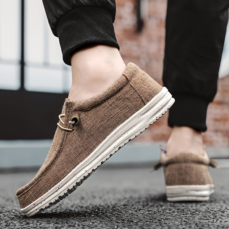 Men's Plus Size Breathable Vintage Canvas Loafers Low-Top Casual Sneakers Round Toe Slip-On Shoes for Outdoor Sports Daily Wear All Seasons Beige Black Blue Brown US 7-13