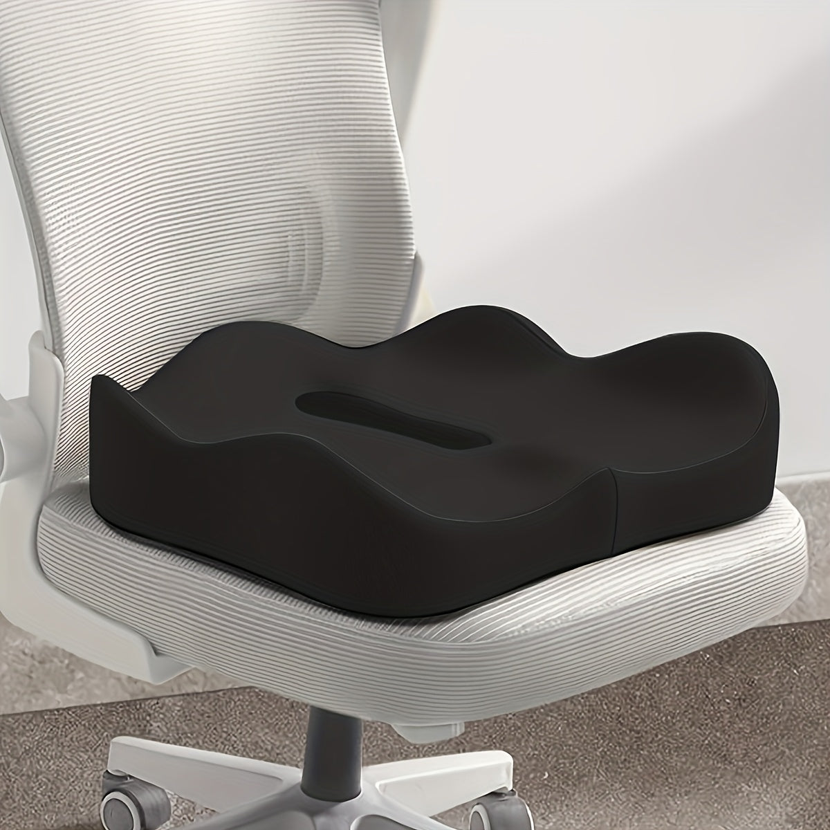 Ergonomic Memory Foam Seat Cushion for Office Chair, Wheelchair & Car Seat – Contoured Tailbone Relief, Soft Knit Cover, Non-Slip Base, Multiple Colors Available