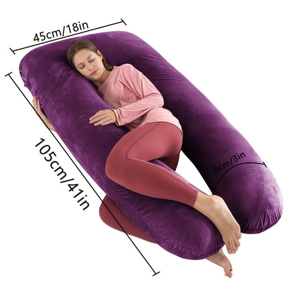 J-Shaped Maternity Pillow Full Body Pregnancy Pillow with Pillowcase – Back, Leg & Tummy Support for Comfortable Sleep, 41" & 60" Sizes, Multiple Colors & Fabrics, Great Baby Shower Gift