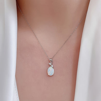 4pcs 925 Sterling Silver Water Drop Opal Jewelry Set for Women – Pendant Necklace, Earrings & Ring, Elegant Boho Party Jewelry Gift Set