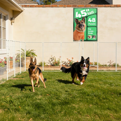FXW Dog Playpen Heavy Duty Metal Pet Fence with Gate – 8/16/24/32/48 Panels, 24/32/40 Inch Height, Indoor & Outdoor Exercise Pen for Large Medium Small Dogs, Portable Yard Garden RV Camping Enclosure