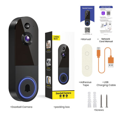 Wireless Doorbell Security Camera 1080P HD | 166° Panoramic View, Auto Tracking, Night Vision, Spotlight, Two-Way Audio, Person & Vehicle Detection, 2.4G WiFi – 1pc or 2pcs