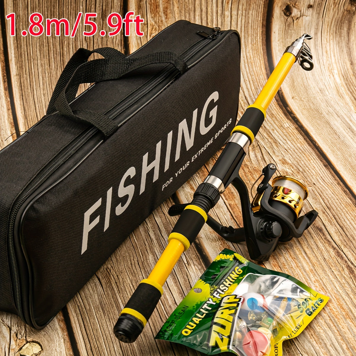 Surf & Boat Fishing Combo Kit – 6ft/7ft Hi-Visibility Rod, Pre-Spooled Spinning Reel & 12 T-Tail Soft Lures | Lockable Sections, Beginner to Pro Travel Fishing Set