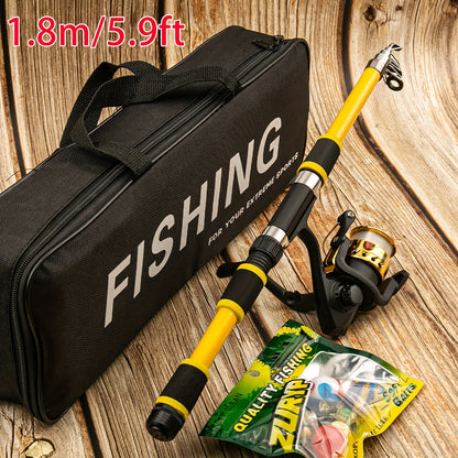 Surf & Boat Fishing Combo Kit – 6ft/7ft Hi-Visibility Rod, Pre-Spooled Spinning Reel & 12 T-Tail Soft Lures | Lockable Sections, Beginner to Pro Travel Fishing Set