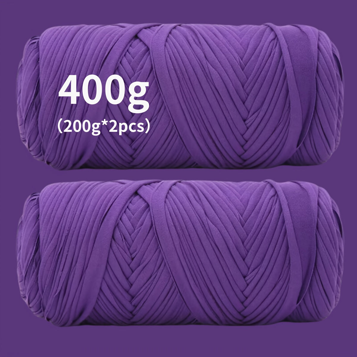 T-Shirt Fabric Yarn 400g (2 x 200g) Chunky Cotton Blend in 49 Colors – Soft Thick Yarn for Crochet Baskets, Bags, Rugs, Macrame & Knitting Projects – Beginner-Friendly Craft Yarn