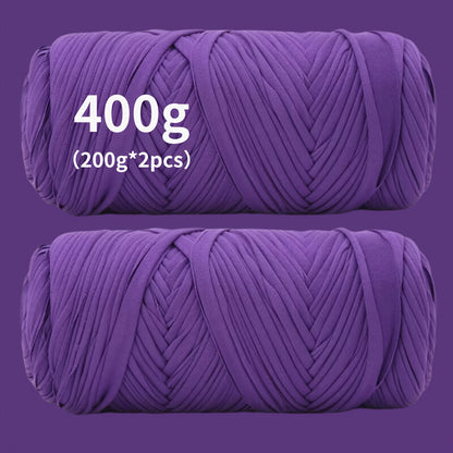 T-Shirt Fabric Yarn 400g (2 x 200g) Chunky Cotton Blend in 49 Colors – Soft Thick Yarn for Crochet Baskets, Bags, Rugs, Macrame & Knitting Projects – Beginner-Friendly Craft Yarn
