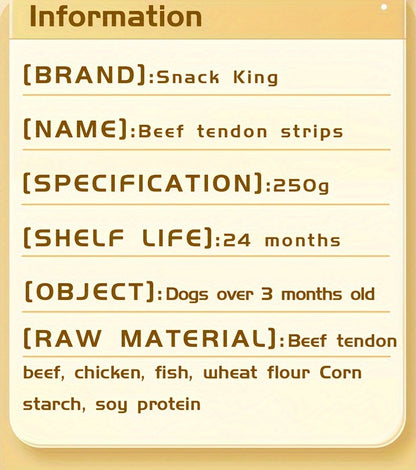 Dried Beef Tendon Dog Chews Natural High-Protein Jerky Treats & Chew Sticks for Training Rewards, All Breeds, 250g / 500g 2-Pack Options