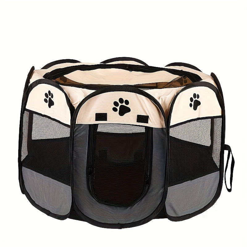 Octagonal Foldable Pet Fence Tent All-Seasons Kennel & Cat Bed – Scratch-Resistant Oxford Cloth Dog Cage for Puppies & Cats, Indoor Outdoor Camping Travel Playpen, Portable Collapsible Pet House