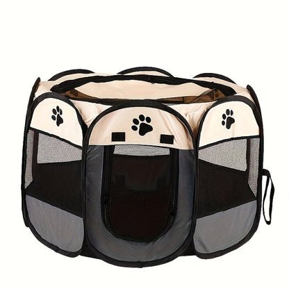 Octagonal Foldable Pet Fence Tent All-Seasons Kennel & Cat Bed – Scratch-Resistant Oxford Cloth Dog Cage for Puppies & Cats, Indoor Outdoor Camping Travel Playpen, Portable Collapsible Pet House