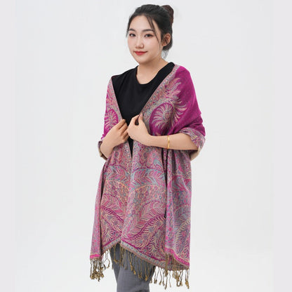 Phoenix Tail Paisley Pashmina Scarf – Thick Warm Wrap Shawl for Women, Luxurious Soft Fabric in 17 Vibrant Colors, Versatile for Formal Events, Everyday Wear & Gifting
