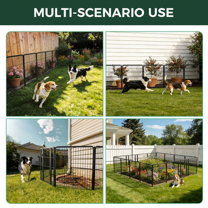 FXW Dog Playpen Heavy Duty Metal Pet Fence with Gate – 8/16/24/32/48 Panels, 24/32/40 Inch Height, Indoor & Outdoor Exercise Pen for Large Medium Small Dogs, Portable Yard Garden RV Camping Enclosure