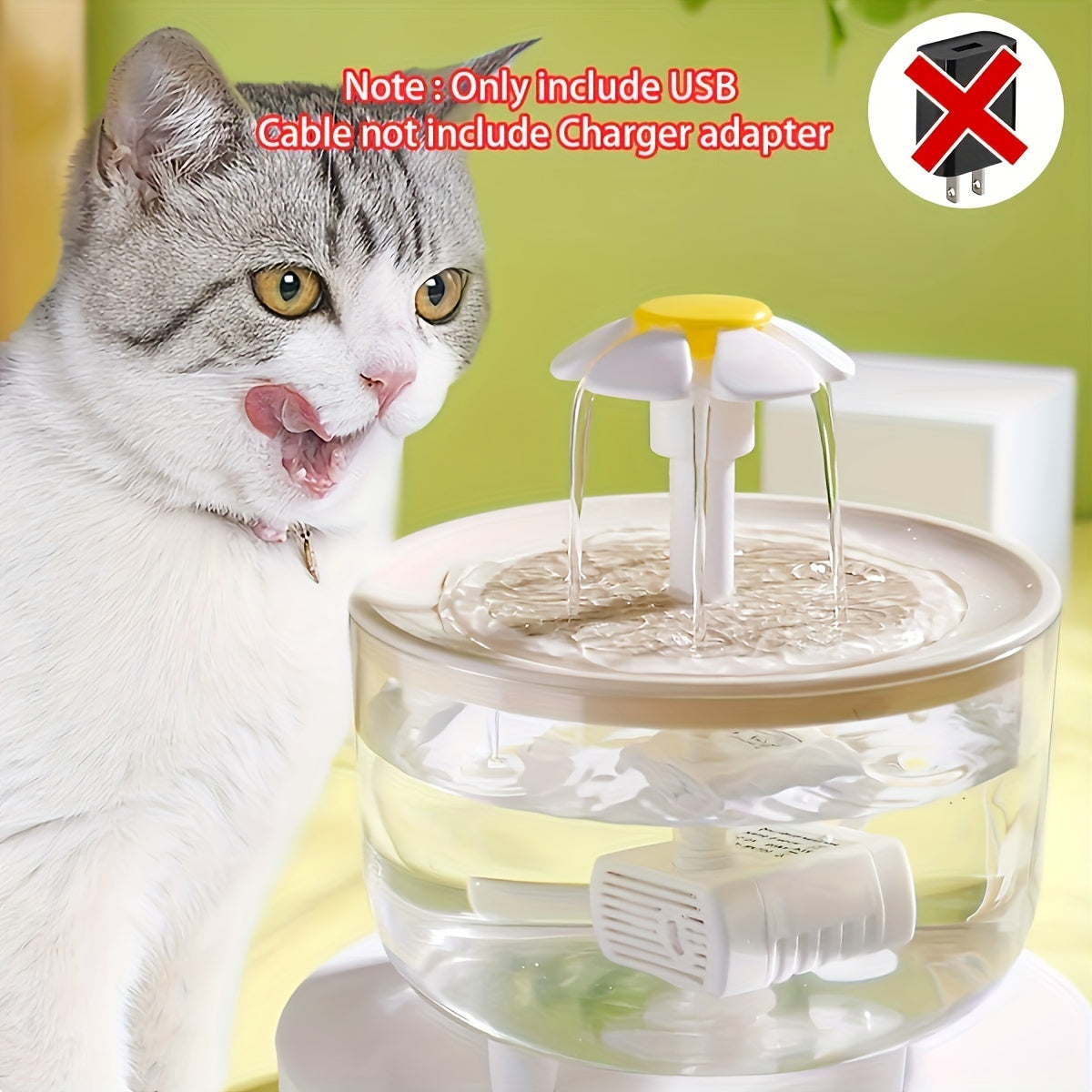 Pet Water Fountain 50oz Quiet USB-Powered BPA-Free - Automatic Drinking Fountain for Cats and Small Animals, Easy to Clean, No Battery Required, Continuous Fresh Filtered Water Dispenser