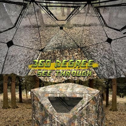 Pop-Up Hunting Blind 2-3 Person – 270° See-Through Design, Camouflage Ground Blind for Deer & Turkey Hunting, Easy Setup with Carrying Case