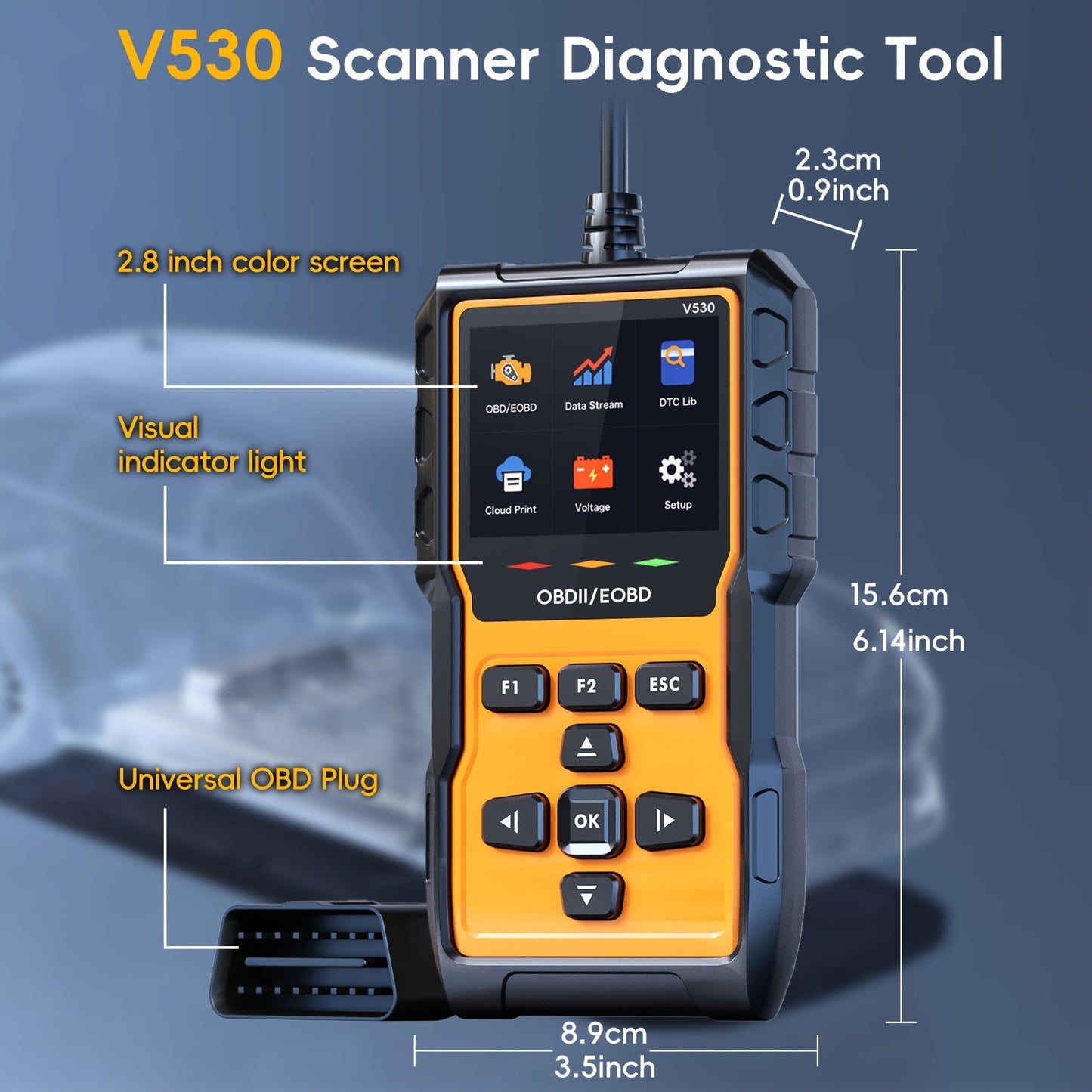 Professional OBD2 Scanner Diagnostic Tool Check Engine Code Reader with Reset Mode 6 Mode 8 I/M Readiness - Universal Car Diagnostic Scan Tool for All OBDII Vehicles Since 1996